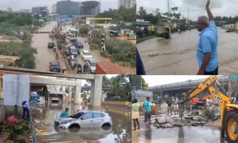बेंगलुरु-में-बारिश-से-बाढ़-जैसे-हालात,-निचले-इलाके-हुए-जलमग्न