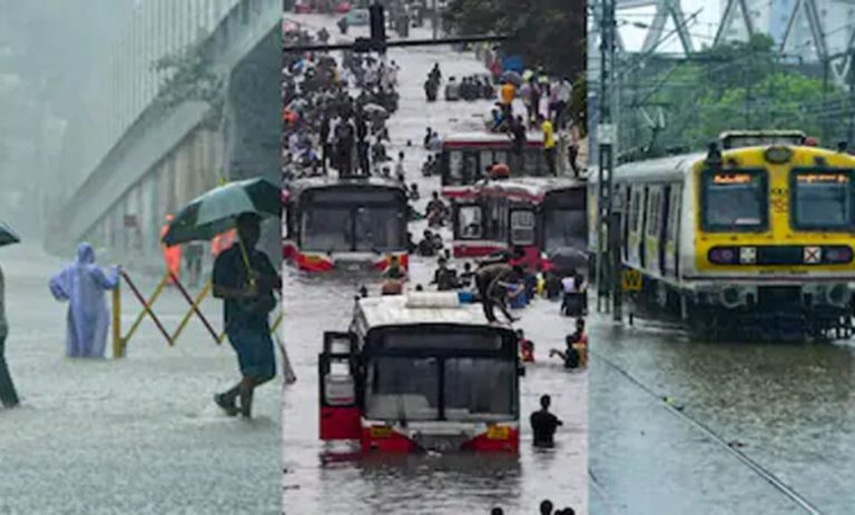 मुंबई-में-बारिश-का-कहर!-सड़कों-पर-घुटनों-तक-पानी,-रेलवे-ट्रैक-डूबे,-स्कूल-कॉलेज-बंद
