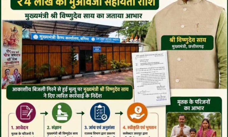 मुख्यमंत्री-कैंप-कार्यालय-बगिया-की-त्वरित-पहल-से-आकाशीय-बिजली-से-मृत-व्यक्ति-के-परिजनों-को-मिली-4-लाख-रुपये-की-आर्थिक-सहायता